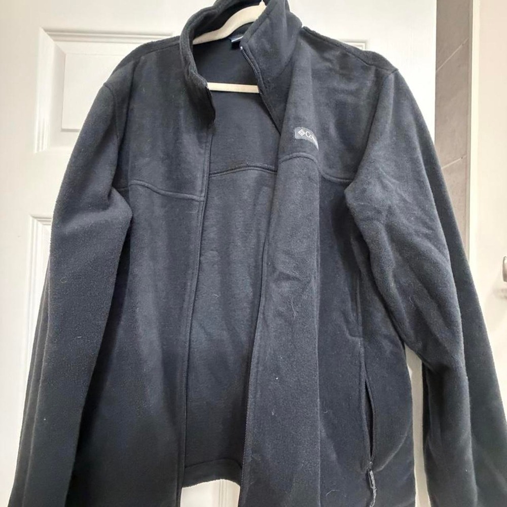 Columbia Sportswear Mens Fleece Jacket Full Zip Black Navy Blue Large